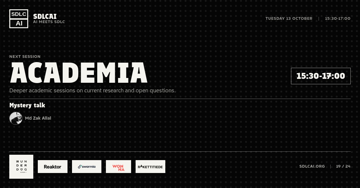 Schedule session slide 18: Academia / 15:30-17:00