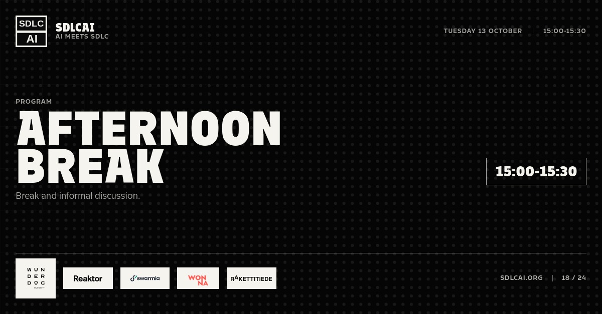 Schedule session slide 17: Afternoon break / 15:00-15:30