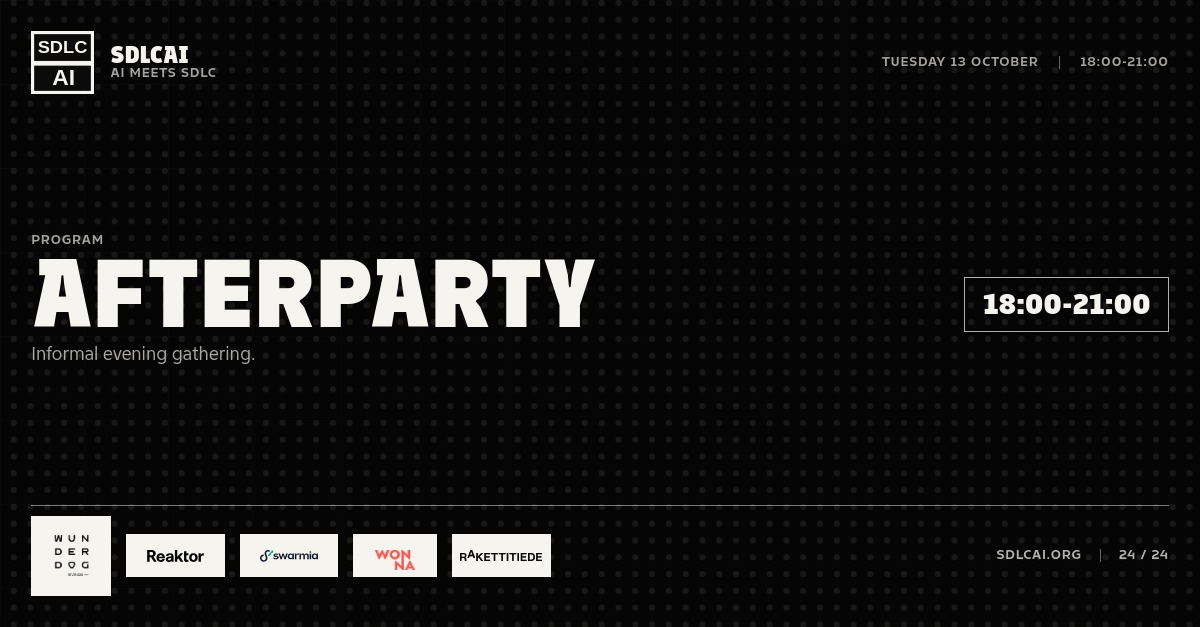 Schedule session slide 23: Afterparty / 18:00-21:00