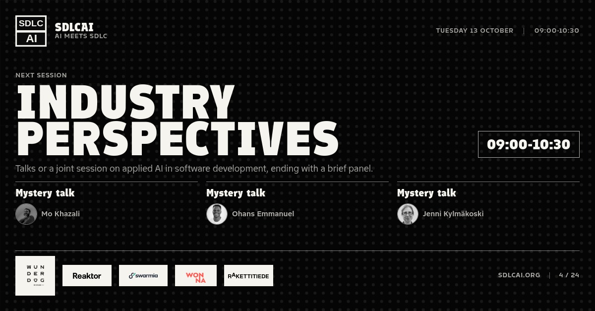 Schedule session slide 4: Industry perspectives / 09:00-10:30