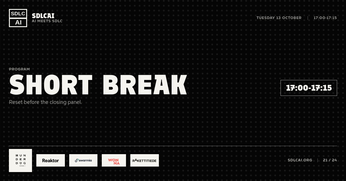 Schedule session slide 20: Short break / 17:00-17:15
