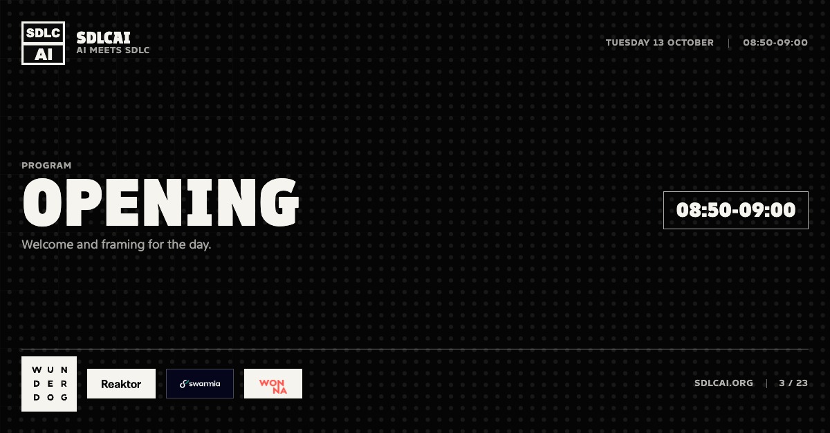 Schedule session slide 3: Opening / 08:50-09:00