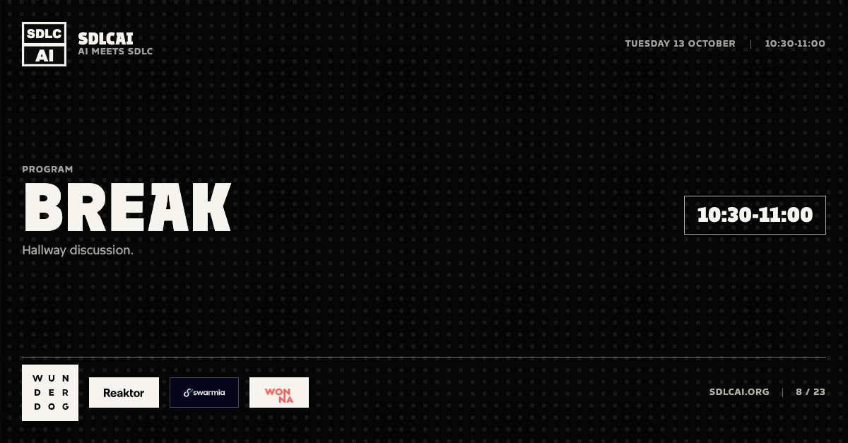 Schedule session slide 8: Break / 10:30-11:00