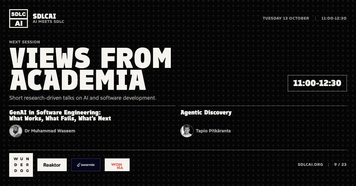 Schedule session slide 9: Views from academia / 11:00-12:30