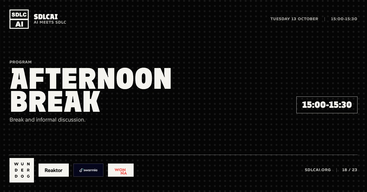 Schedule session slide 18: Afternoon break / 15:00-15:30