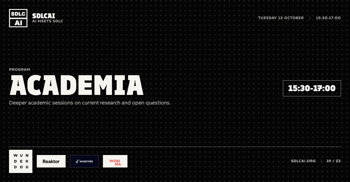 Schedule session slide 19: Academia / 15:30-17:00