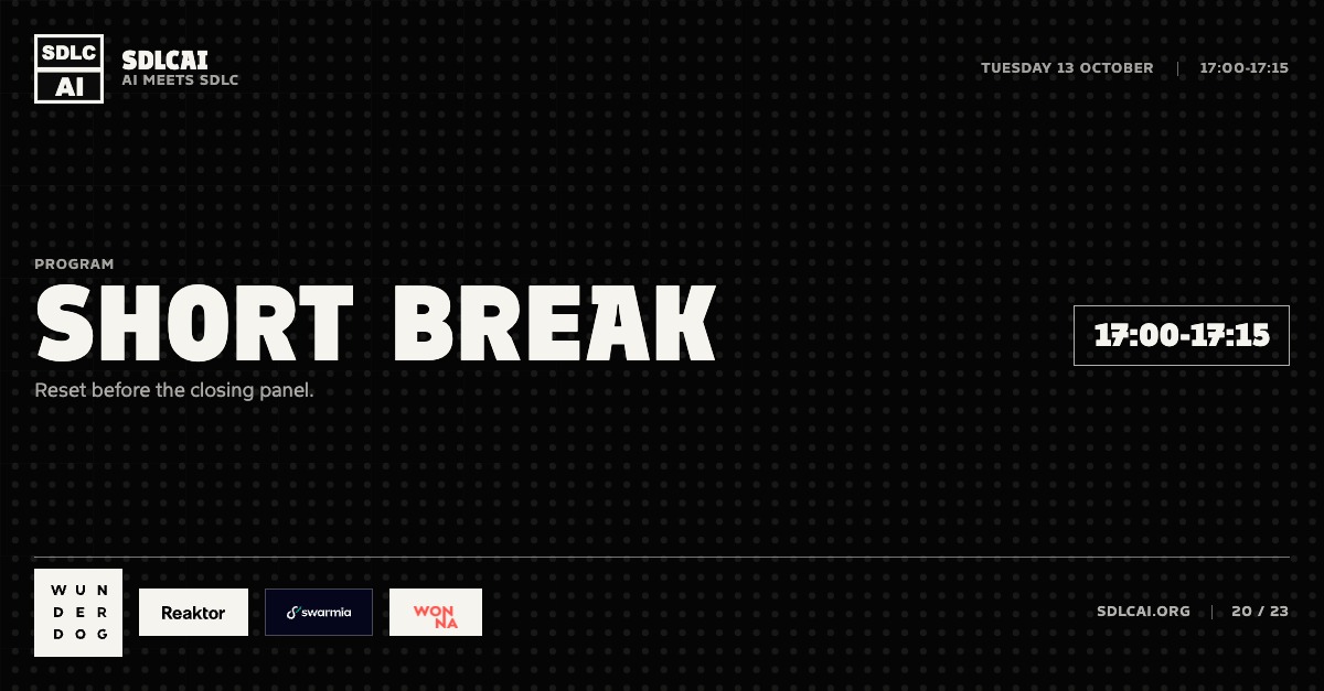 Schedule session slide 20: Short break / 17:00-17:15