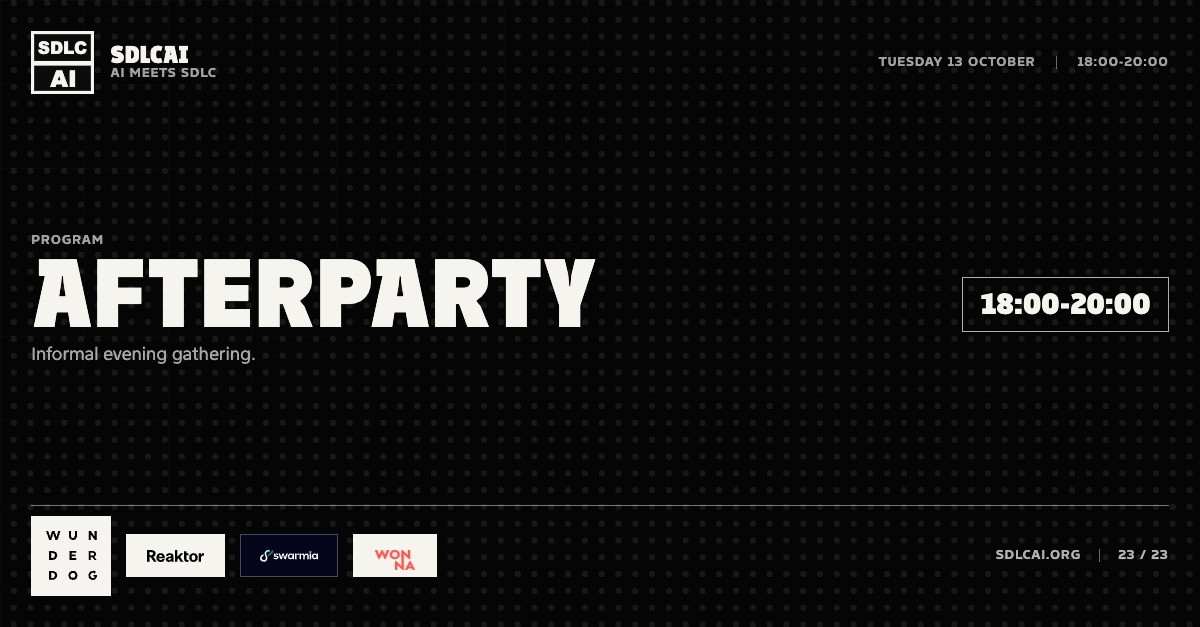 Schedule session slide 23: Afterparty / 18:00-20:00