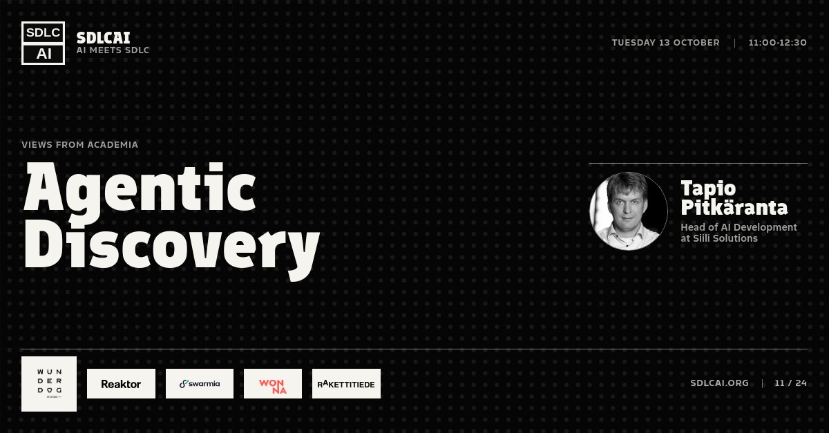 Talk title slide 11: Agentic Discovery / 11:00-12:30