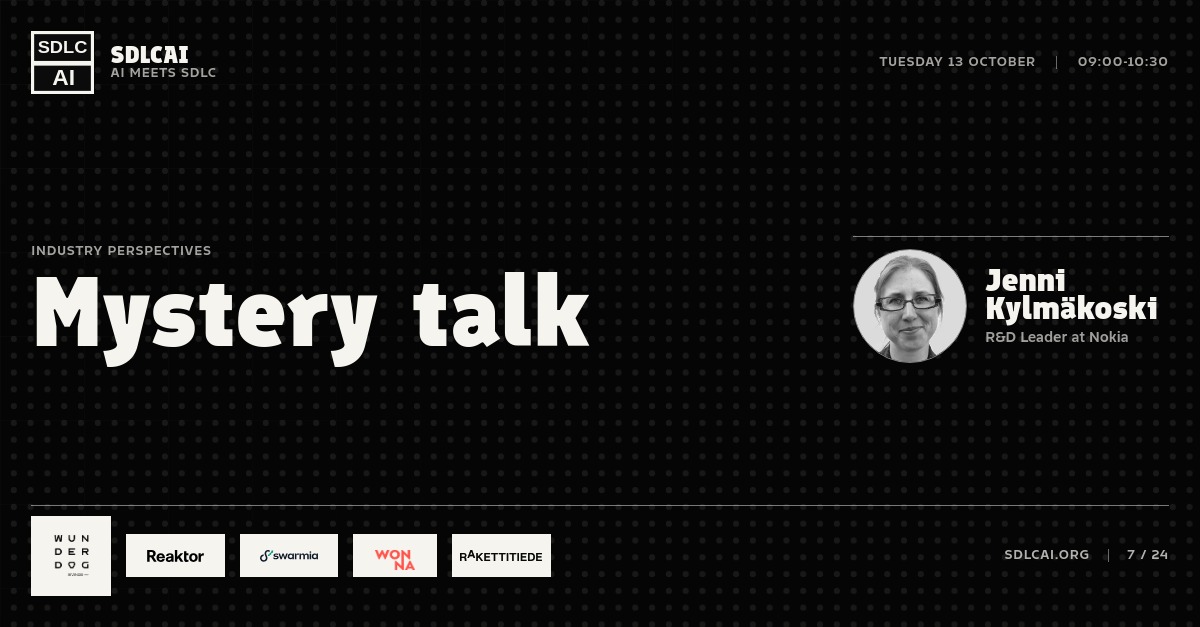 Talk title slide 7: Mystery talk / 09:00-10:30